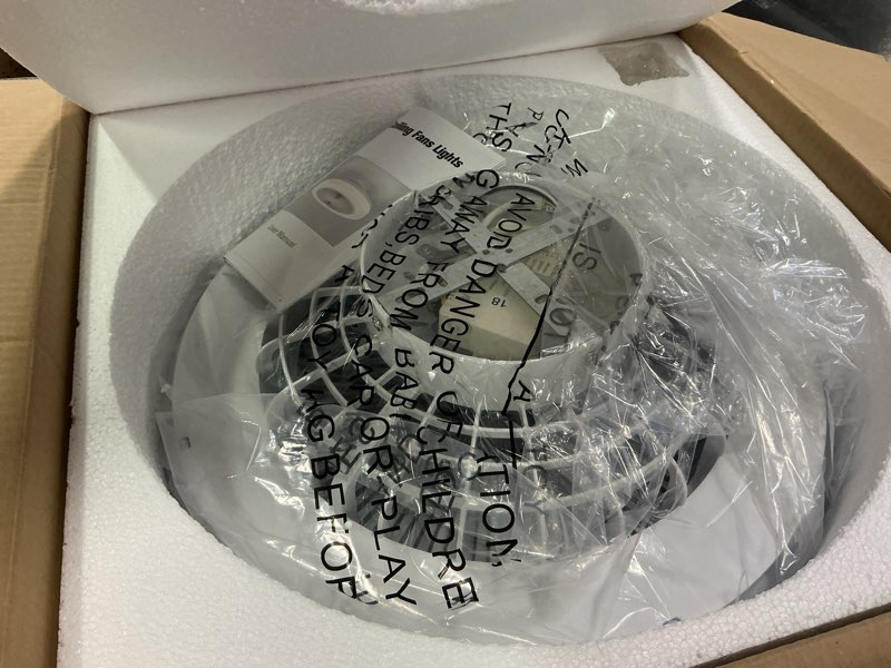 Condition photo showing Good Condition for Low Profile Ceiling Fan with Light, Flush Mount Ceiling Fan Light with Remote, RGB Dimmable LED Enclosed Ceiling Fans, LED-RGB Back Ambient Light for Bedroom Kids Room Party,Bedroom(Black,19.7in)