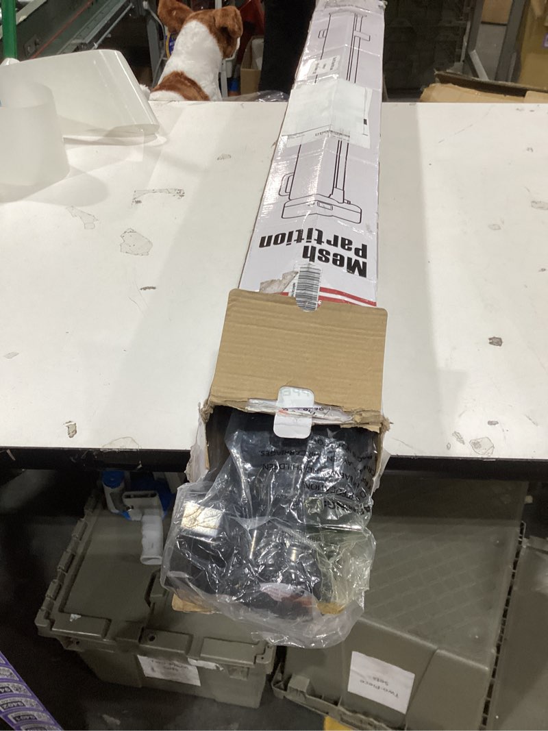 Condition photo showing New/Like New for reinforced 42" tall retractable dog gate, 155" extra long retractable baby gate with support rods - prevent crawling under, indoor/outdoor retractable gate extra tall baby gate retractable fence/black black (42" tall x 155" wide)