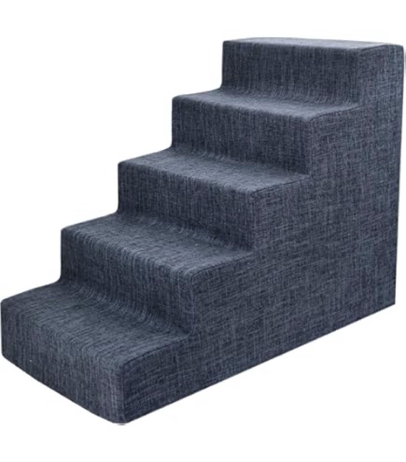 Best Pet Supplies Dog Stairs & Steps - Foam Steps for Small Dogs & Cats, Non-Slip Indoor Balanced Pet Step Support, Dog Ramp, No Assembly, grey Linen, 5-Step (22.5-inch Height