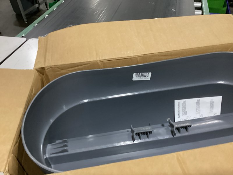 Condition photo showing New/Like New for emsco group bloomers railing planter with drainage holes- 24” w - slate, plastic slate 24.3 × 10.5 × 9.5 inches