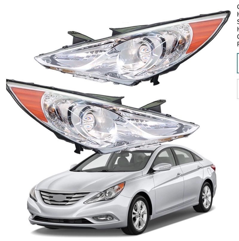 KUIPERAUTO Headlights Assembly Replacement Compatible with 2011-2014 Hyundai Sonata Halogen with Cle