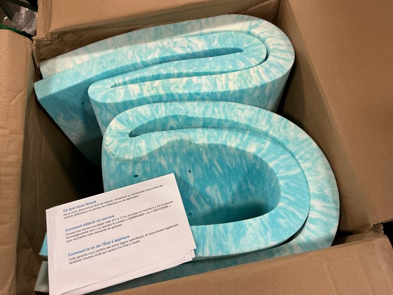 Condition photo showing As Is for dumos memory foam mattress topper queen, 2 inch thick gel infused bed toppers for queen size bed, soft mattress pads for sleeper sofa, rv, camper, certipur-us certified, blue blue 2 inch-queen