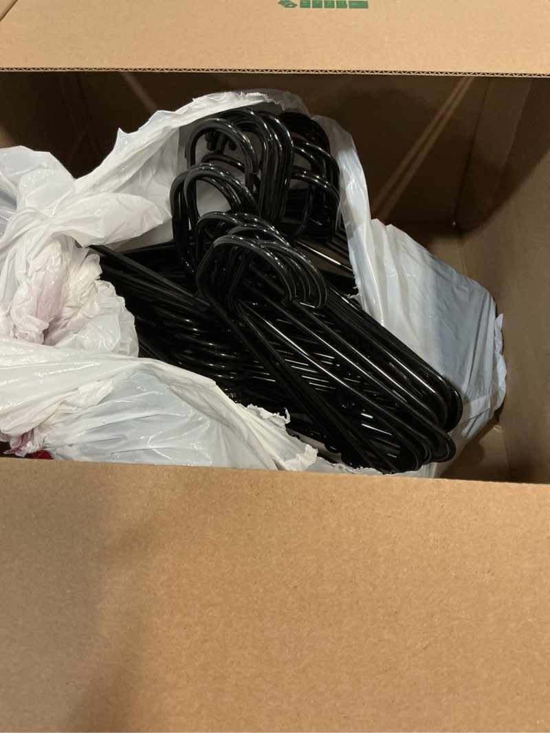 Condition photo showing Good Condition for house day black plastic hangers 60 pack, clothes hangers with non slip hooks, durable & space saving coat hanger, light-weight clothing hanger, perfect closet organizer for everyday use 60 pack black