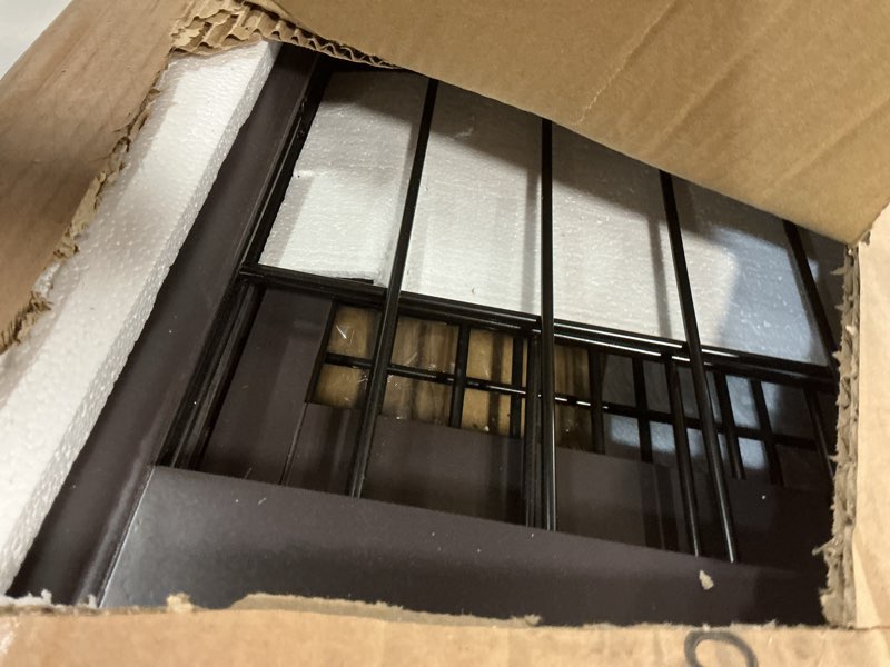 Condition photo showing Good Condition for spirich 96-inch extra wide 30-inches tall dog gate with door walk through, freestanding wire pet gate for the house, doorway, stairs, pet puppy safety fence, support feet included(espresso) espresso ?4 panels with door?96"w x 30"h