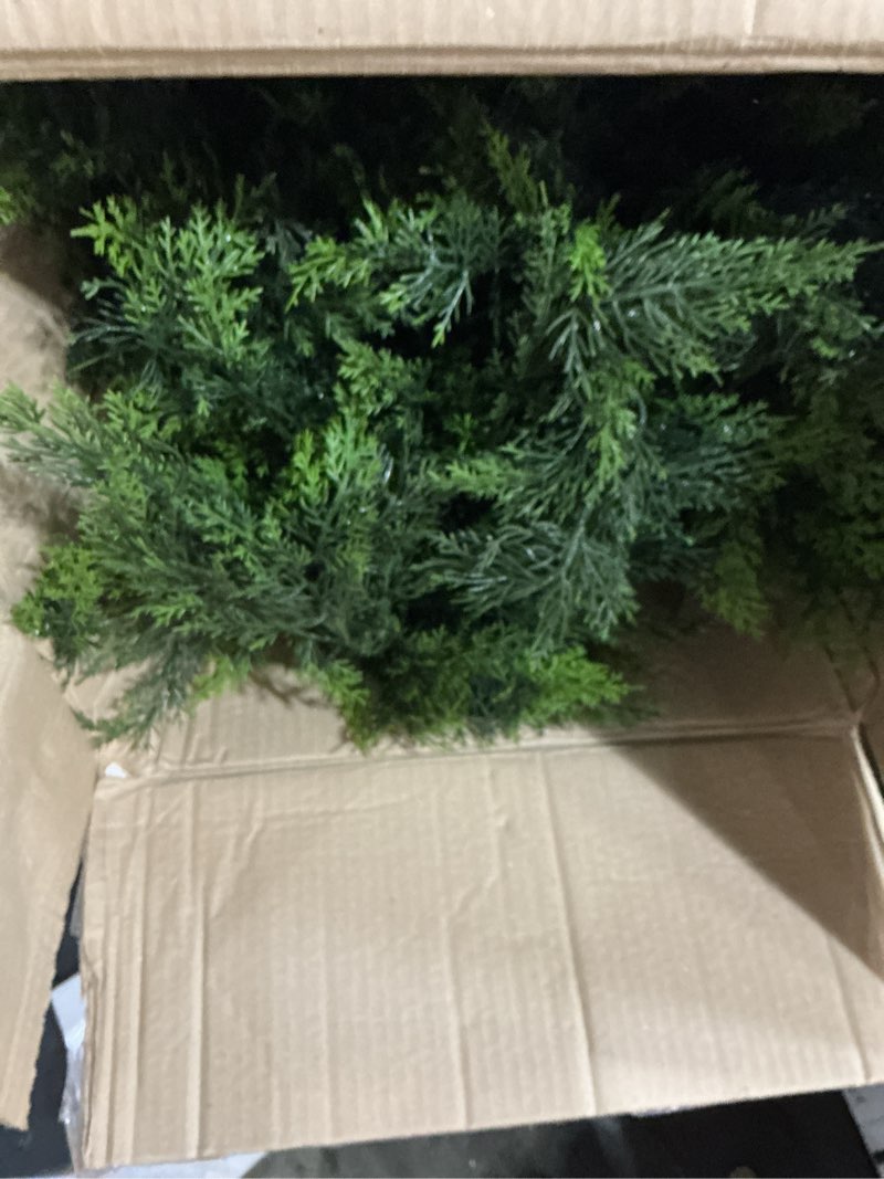 Condition photo showing Good Condition for 4ft artificial cedar topiary trees (2 pack) - uv resistant faux evergreen shrubs extra dense foliage realistic fake pine cypress plants easy assembly for front porch garden indoor office decor 2 4ft