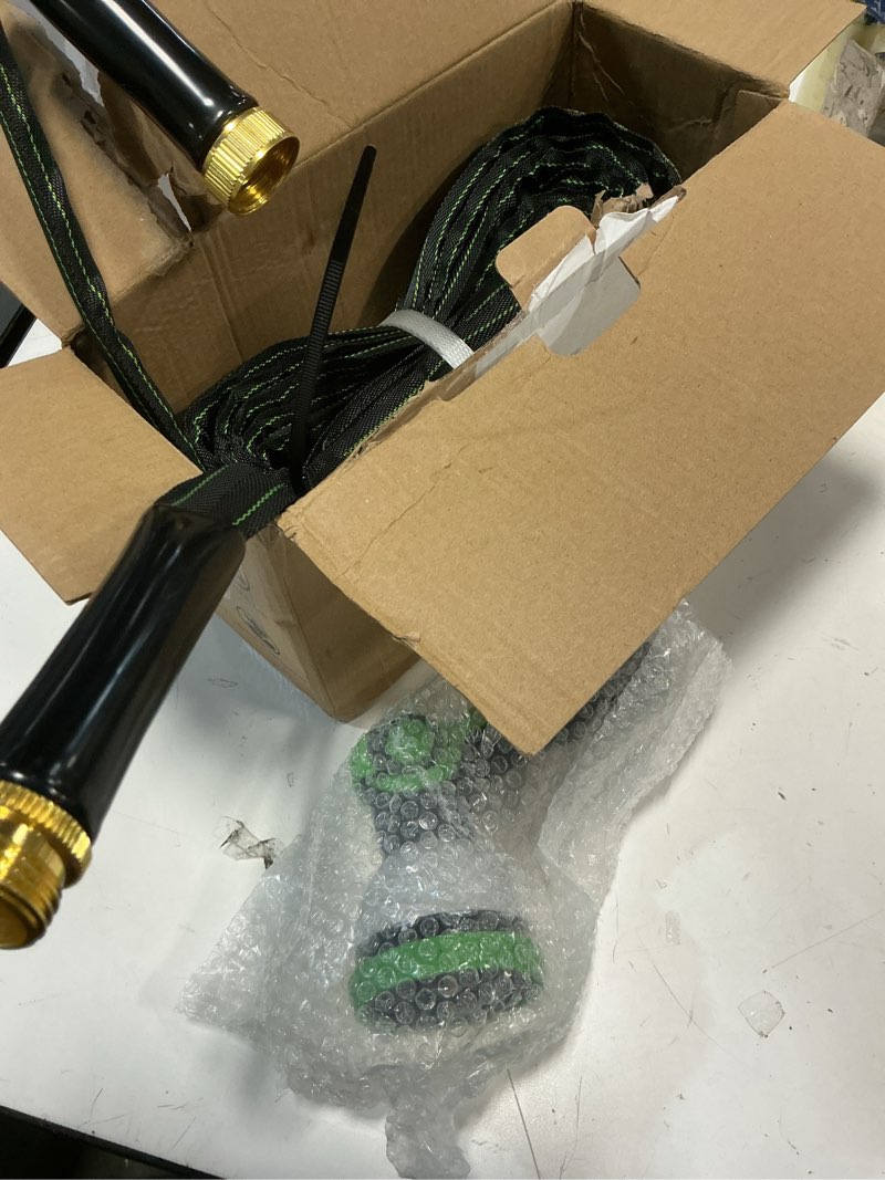 Condition photo showing Good Condition for garden hose 50ft – lightweight water hose 3/4”, flexible hose with 10 sprayer, burst-resistant, anti-kink for outdoor use, watering(green) 50ft green