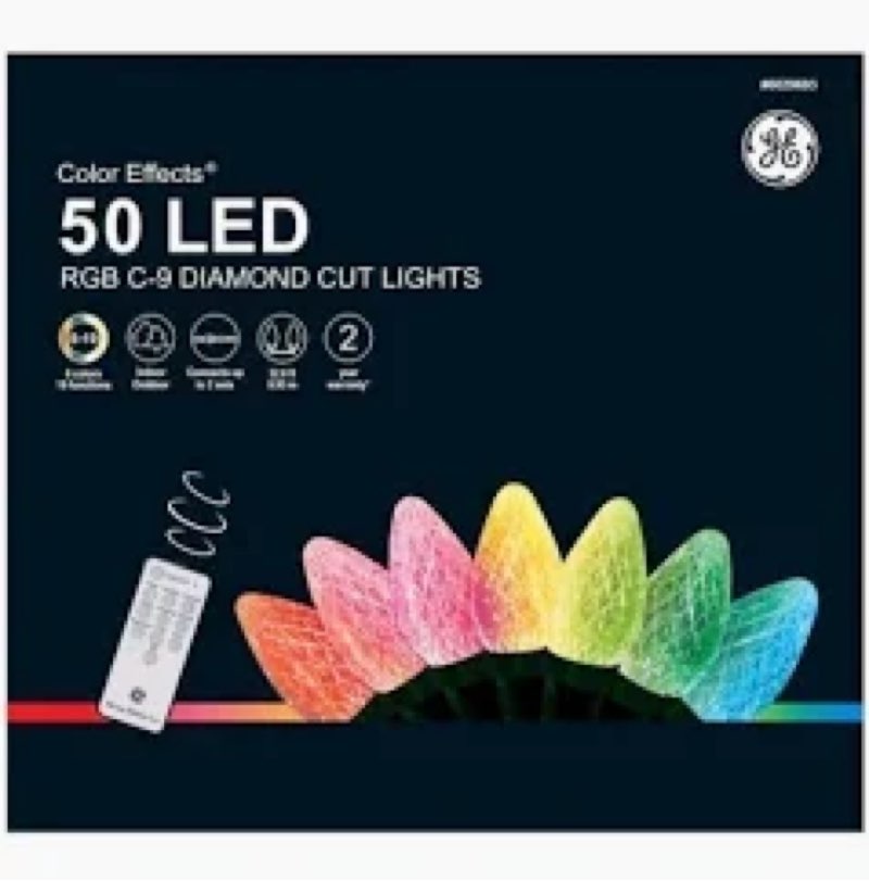 ge color effects 50 -count 32.6-ft color-changing multicolor led plug-in christmas string lights