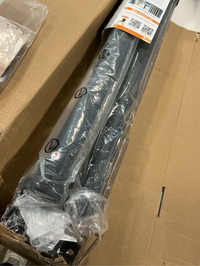 Condition photo showing Good Condition for vailge room divider tension rods, premium curtain tension rods,122-150 inch,no drilling, adjustable large window stall tension pole-black 122-150 inch black