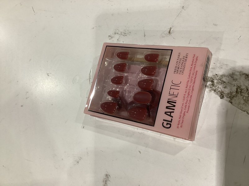 Condition photo showing Good Condition for glamnetic press on nails - fall mauve | opaque muted blush mauve short oval fake nails, salon quality | 15 sizes - 30 nail kit with glue 2c - fall mauve