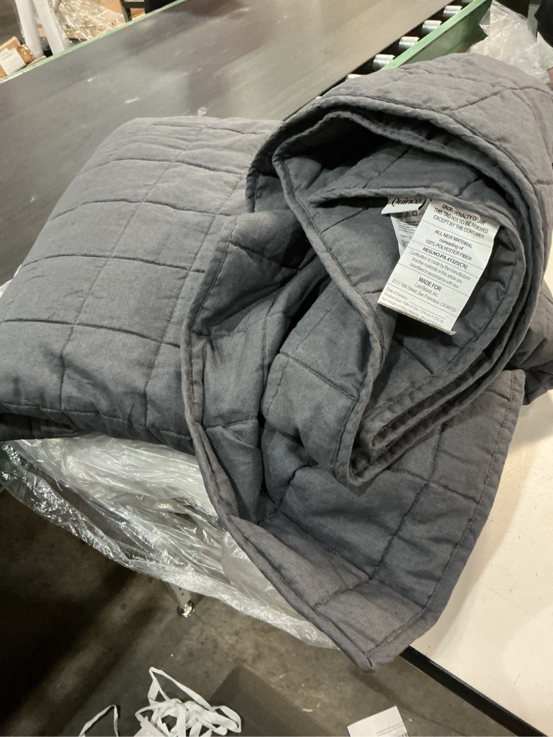 Condition photo showing Good Condition for quince european linen box quilt size king/cal king quilt color: charcoal