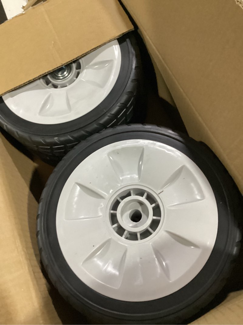 Condition photo showing Good Condition for 4 pack lawn mower wheels, hrr216k9vkaa wheels, fit for honda hrr216 hr215 hrt216 hrb215 hrr2168vka etc 21 inch lawn mower,2 rear wheels 42710-ve2-m02ze, 2 front wheels 44710-vl0-l02zb,5 years warranty 2 front 2 rear