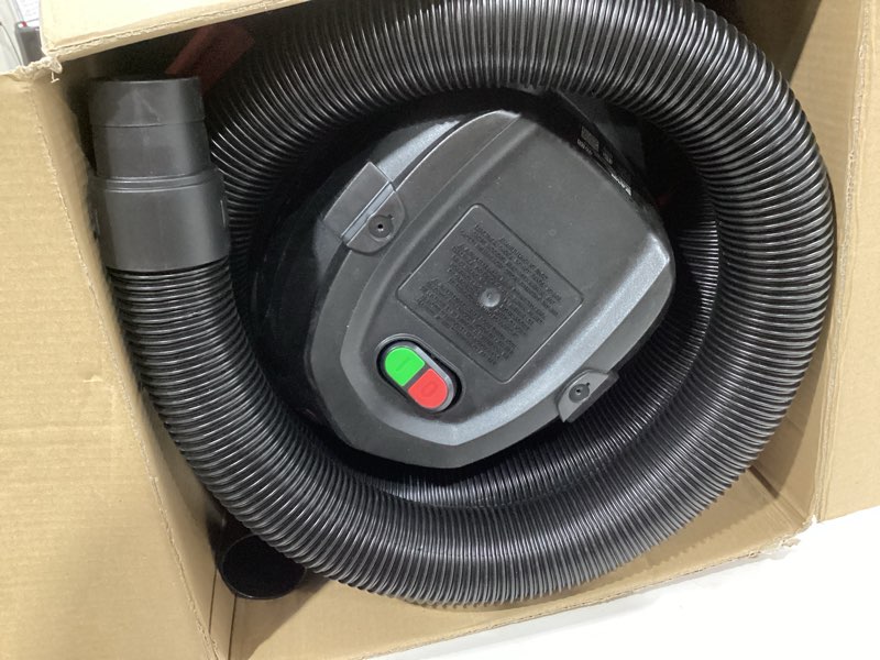 Condition photo showing As Is for shop-vac 12-gallon 5.5 hp corded wet/dry shop vacuum with accessories included