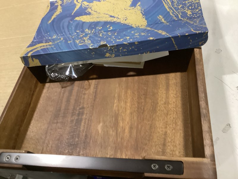 Condition photo showing New/Like New for Acacia Wood Serving Tray with Metal Handles, 17x13in Food Drinks Tray for Coffee Table, Breakfast, Dinner & Bar, Rustic Decorative Storage Tray for Ottoman, Kitchen, Christmas Gift Packaging Black Handle 01 17" x 13" x 2"