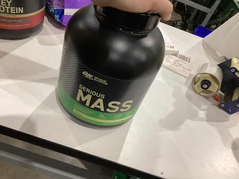 Condition photo showing New/Like New for Optimum Nutrition Serious Mass, Weight Gainer Protein Powder, Mass Gainer, Vitamin C and Zinc for Immune Support, Creatine, Vanilla, 6 Pound (Packaging May Vary) Vanilla 6 Pound (Pack of 1)