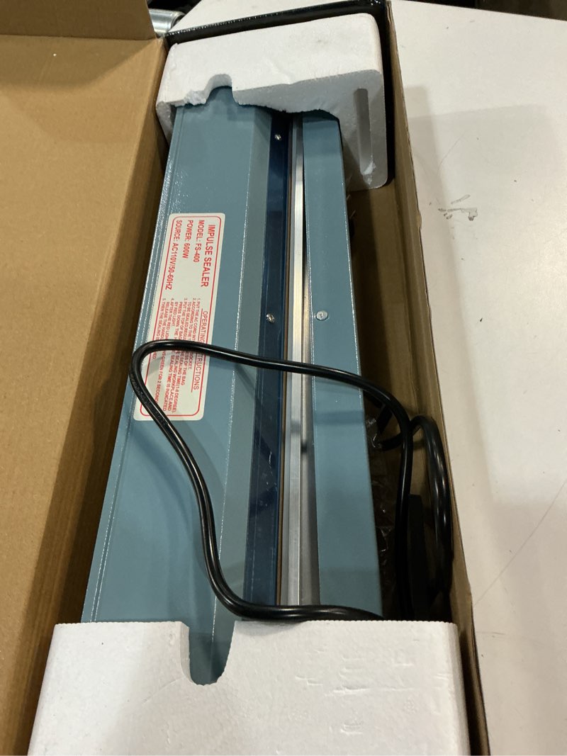 Condition photo showing Good Condition for METRONIC Impulse Sealer 16 inch, Manual Heat Sealer Machine for Plastic Bags, Shrink Wrap Bag Sealers Heavy Duty Sealing Machine With Repair Kit (Blue) Blue 16 inch