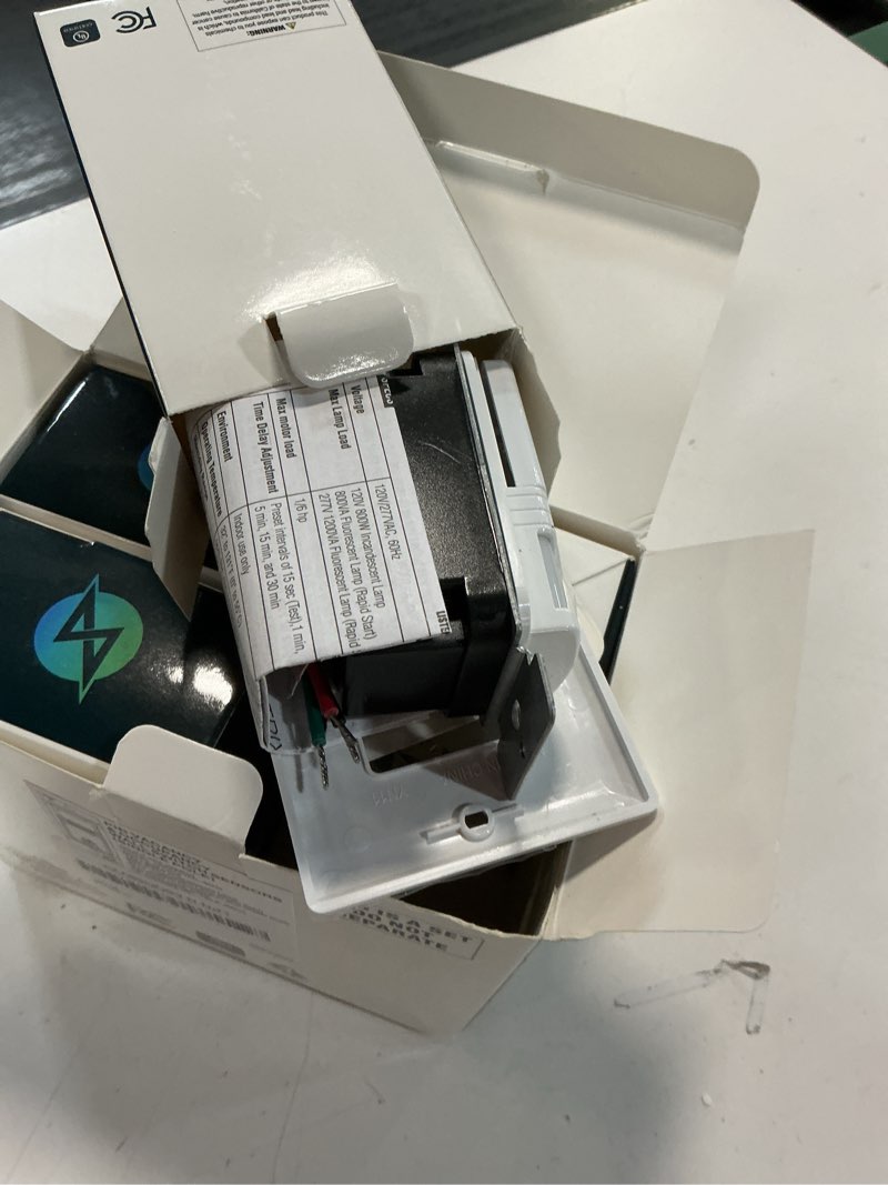 Condition photo showing Good Condition for everelectrix 4-pack motion sensor light switch, neutral wire required, single pole only (not 3-way), indoor in-wall occupancy sensor with wall plate, adjustable timer, title 24, ul certified, white