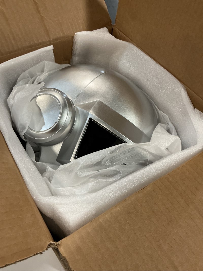 Condition photo showing As Is for Thomas Helmet Cosplay Adult Resin Silver Mask Helmet Punk Style Costume Halloween Prop Daft Mask