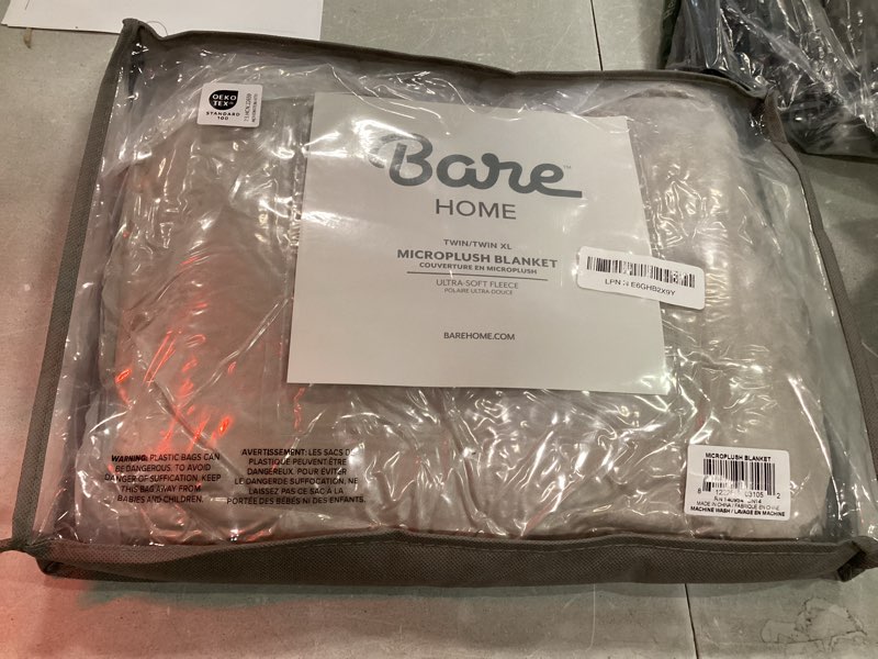 Condition photo showing Good Condition for bare home fleece blanket - twin/twin extra long - ultra-soft lightweight for bed, sofa, and couch - luxury microplush - cozy warm blanket (twin/twin xl, taupe) twin/twin xl 23 - taupe