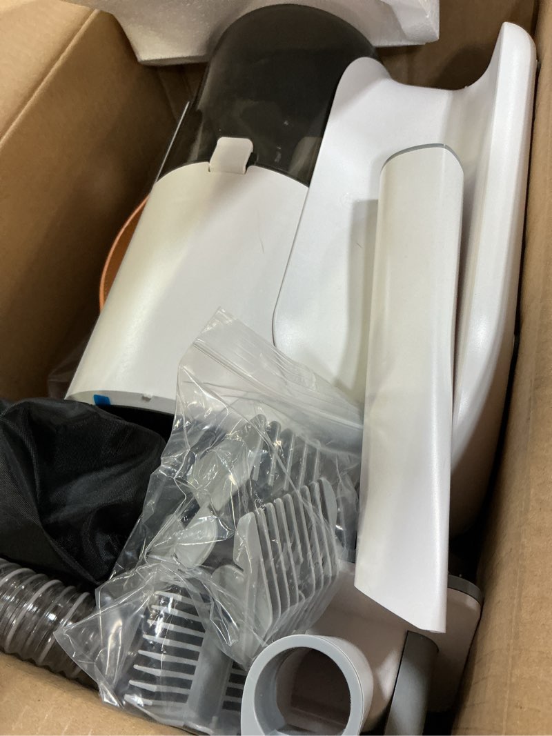Condition photo showing As Is for airrobo dog grooming vacuum kit,12000pa strong pet vacuum for shedding,grooming hai,quiet,pg100,2l large capacity white-5-in-1