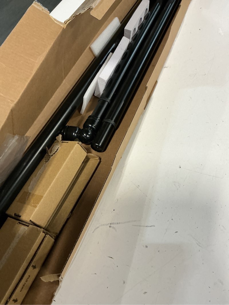 Condition photo showing Good Condition for black bay window curtain rod, hotozon 1 inch curtain rods for bay windows 36-72 inch(center rod), 20-36 inch side rods for windows, heavy duty decorative drapery rod with end cap finials black 36-72" (3 sides)