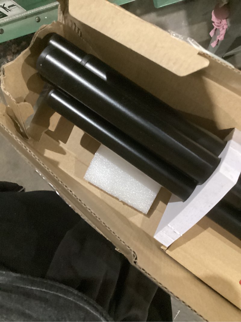Condition photo showing As Is for kamanina 1 inch double curtain rod for windows 72 to 144 inches (6-12 feet), black heavy duty drapery rod, adjustable double rods with end caps black 72-144"