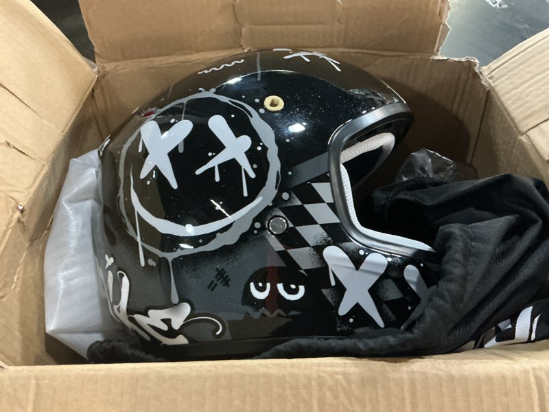 Condition photo showing New/Like New for triangle youth kids dirt bike helmet full face motocross helmet with goggle & gloves dot/fmvss-218 approved motorcycle helmet black white large