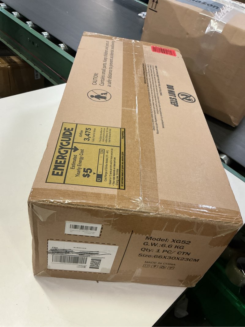 Condition photo showing New/Like New for Fanbulous 52" Ceiling Fans with Lights and Remote Control,Modern Flush Mount Ceiling Fan with 3 LED Colors,Outdoor Low Profile Ceiling Fans with 6-Speeds Timer DC Motor for Bedroom Living Room Patio Walnut With Light