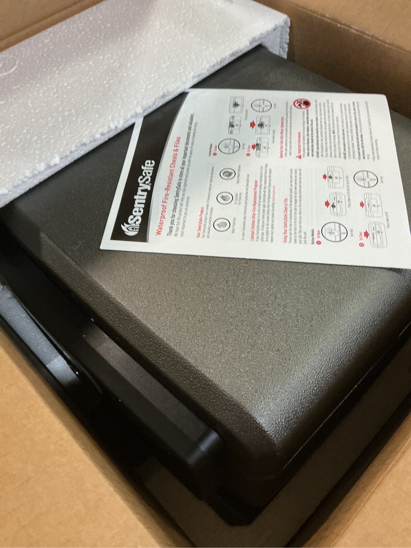 Condition photo showing Good Condition for SentrySafe Black Fireproof and Waterproof Safe, File Folder and Document Box with Key Lock, Ex. 14.3 x 15.5 x 13.5 inches, HD4100