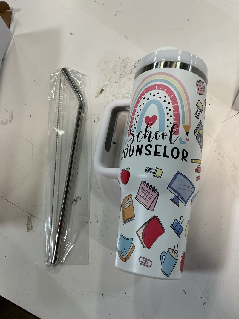 Condition photo showing New/Like New for School Counselor Appreciation Gifts, School Counselor Gifts for Women Men, 40oz Stainless Steel Tumbler