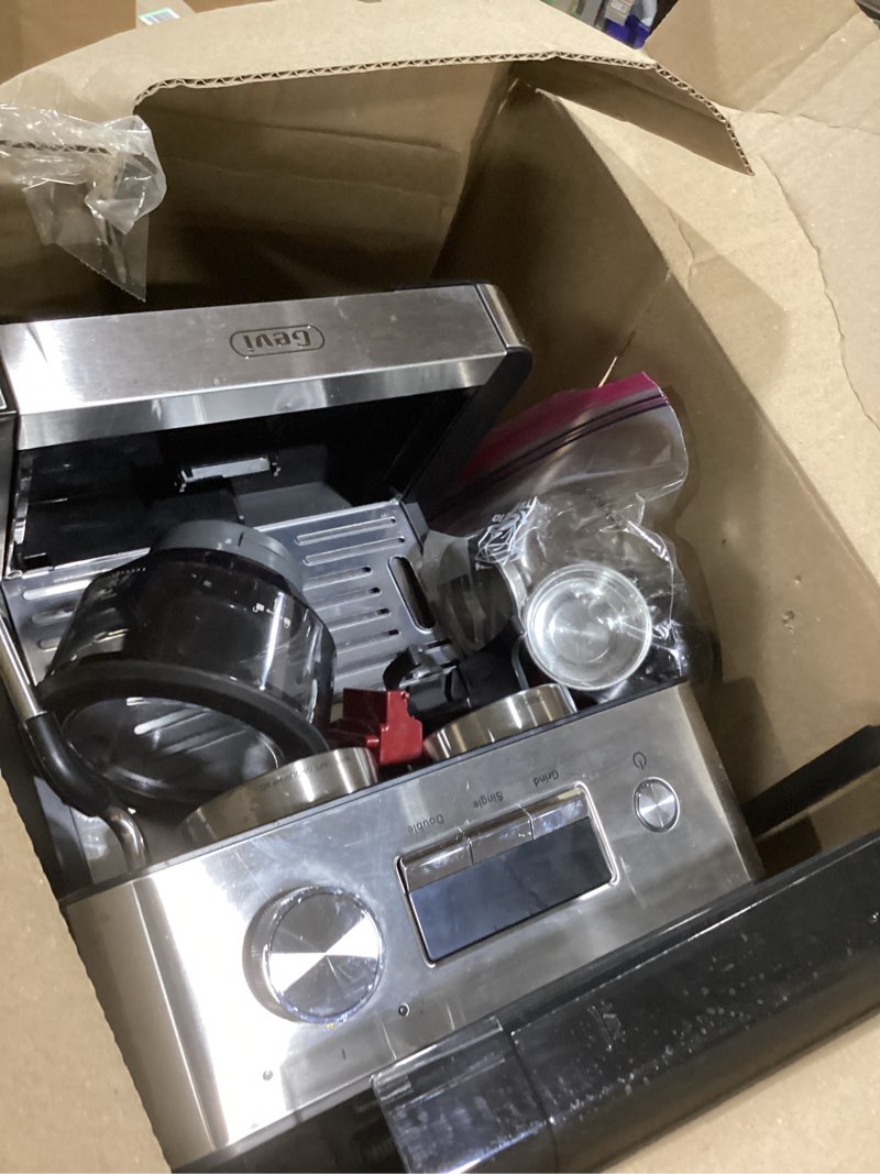 Condition photo showing As Is for (2026 upgrade) gevi 20 bar espresso machine with grinder & milk frother, professional coffee maker for home, cappuccino & latte, removable water tank, steam wand