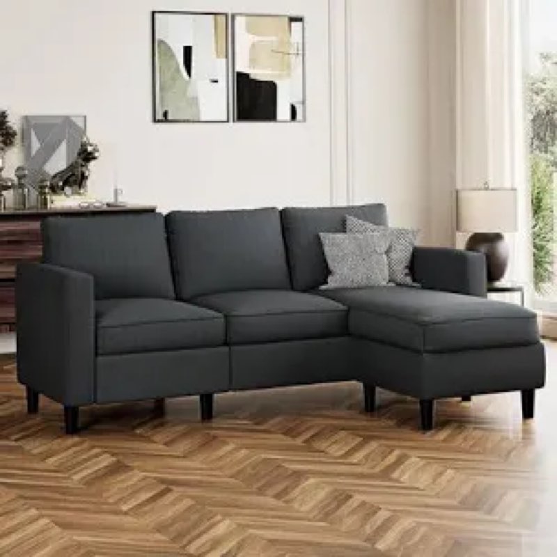 Modular Sectional Sofa with Movable Ottoman, L-Shape 3-seat Storage Couch for Living Room,(Similar)