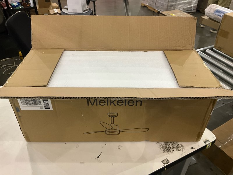 Condition photo showing New/Like New for Modern Gold Ceiling Fans with Lights and Remote Control, White Wood Color Blades, 48 Inch Indoor/Outdoor Ceiling Fans for Living Room, Bedroom, Covered Patios, MK05-GD