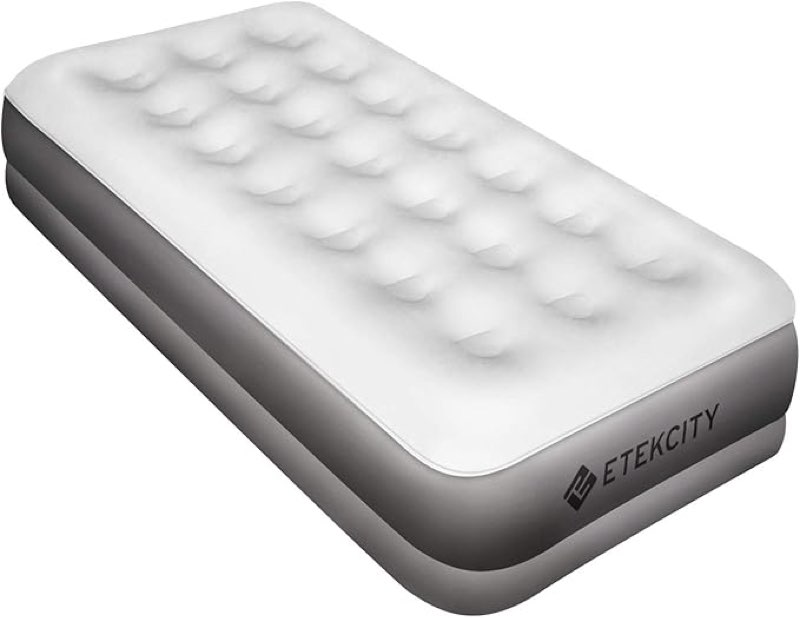 Etekcity Air Mattress with Built-in Pump, Inflatable Airbed Blow Up Air Bed Double Raised Mattress f (QUEEN)