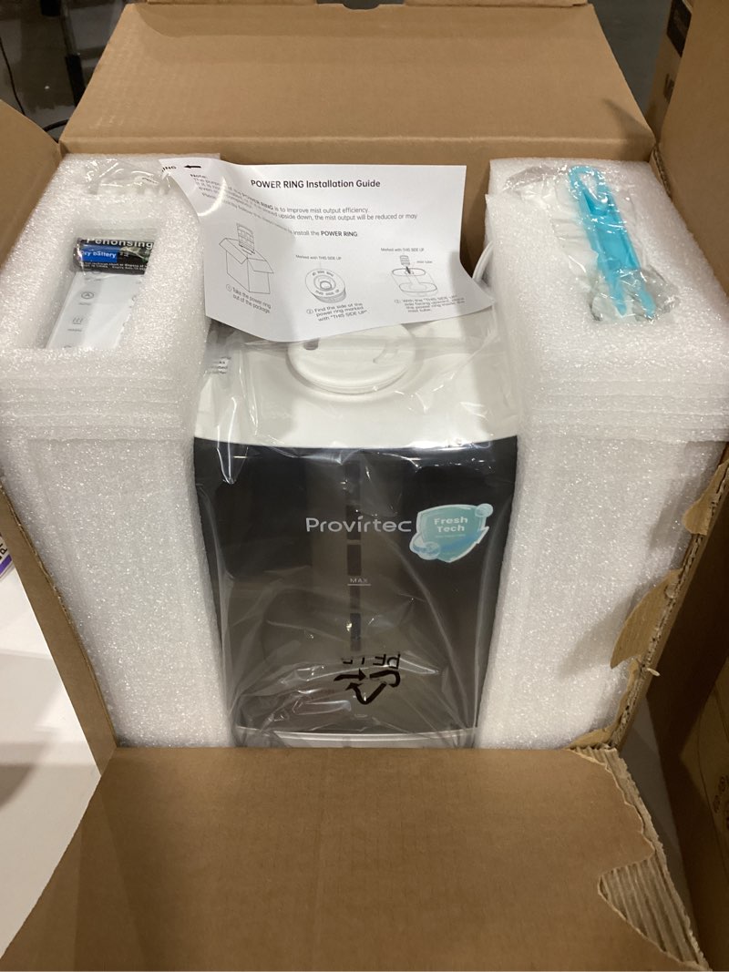 Condition photo showing New/Like New for provirtec 6l self-cleaning humidifier for large room, cleancare warm & cool mist, no-leak design & top fill, 60 hour runtime, quiet ultrasonic auto mode with remote control for bedroom & home