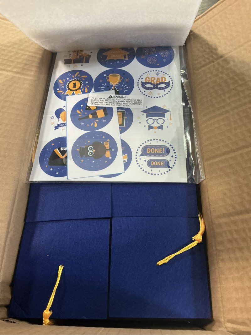 Condition photo showing New/Like New for 8 pack 2026 graduation centerpieces for tables mason glass jar centerpieces with led lights graduation party decorations set with caps and stickers for high school college congrats grad decor supplies blue