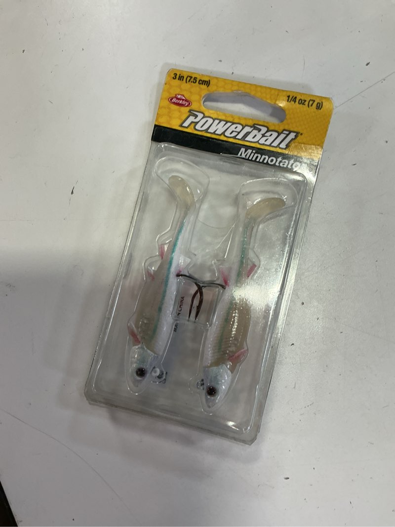 Condition photo showing New/Like New for berkley powerbait® minnotator, 3 in, pre-rigged baits, silver smelt (2 count)