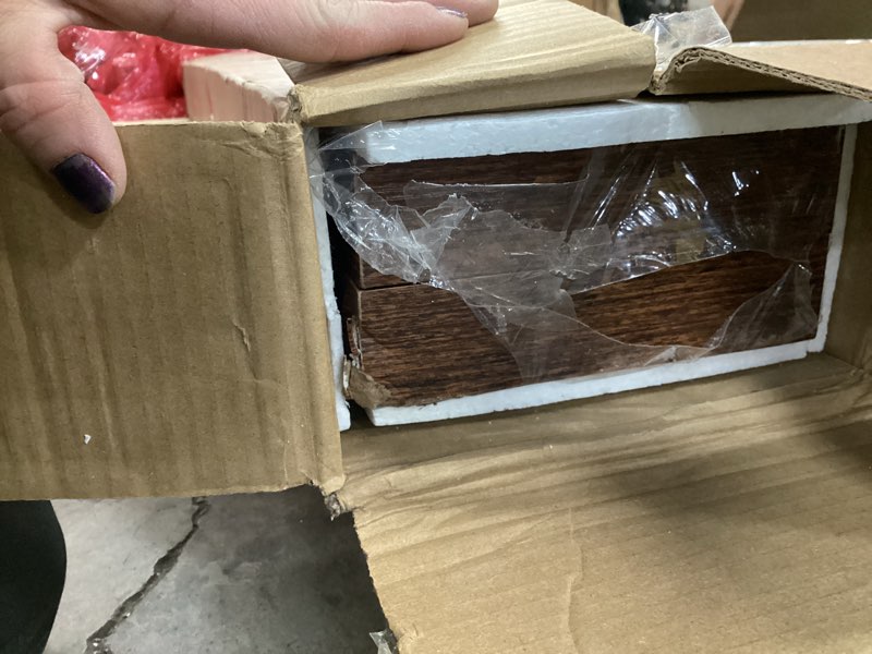 Condition photo showing As Is for Fun Memories 72Inch Floating Shelves,Wall Mounted Rustic Wood Floating Shelf with Invisible Brackets for Storage & Decor,2 Pack Shelves for Bathroom,Bedroom and Kitchen,Brown