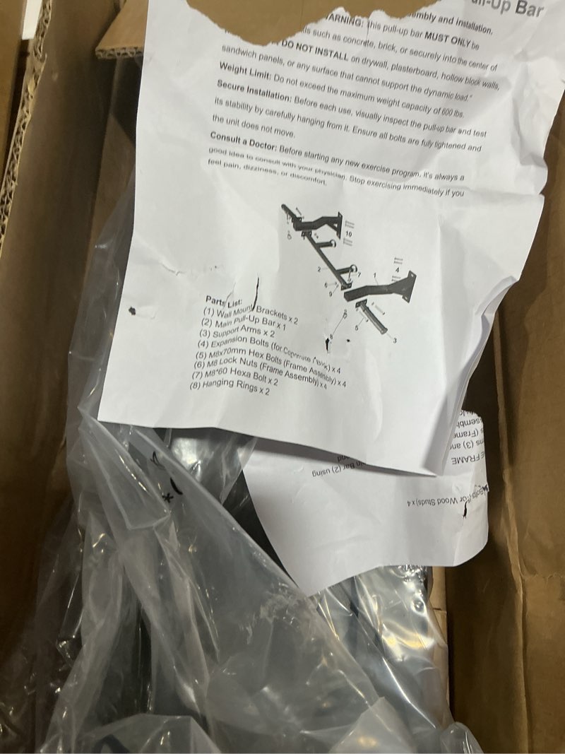 Condition photo showing Good Condition for (Similar to) Wall Mounted Pull Up Bar, Door Frame Pull Up Bar for Home Gym, Professional Drill-Required Chin Up Bar for Secure Pullups Training | Pull-Up Bars for Men Black-JY