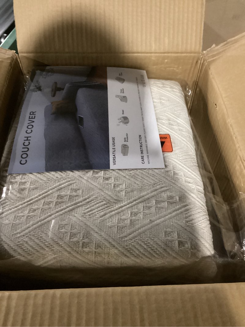 Condition photo showing Good Condition for HOMERILLA Sectional Couch Covers for Sectional Sofa L Shaped Sofa Cover Blanket 2 Pieces L Shape Furniture Protector for Pets Dogs(Ivory, XXX-Large) Ivory XXX-Large