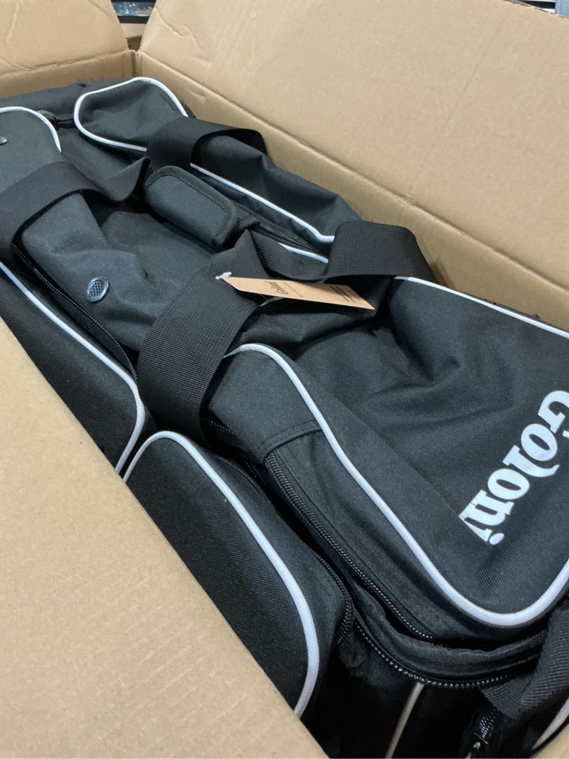 Condition photo showing As Is for Goloni 3 Ball Bowling Bags with Wheels - Rolling Bowling Bag for 3 Balls & Accessories - Retractable Handle Extends to 38 White