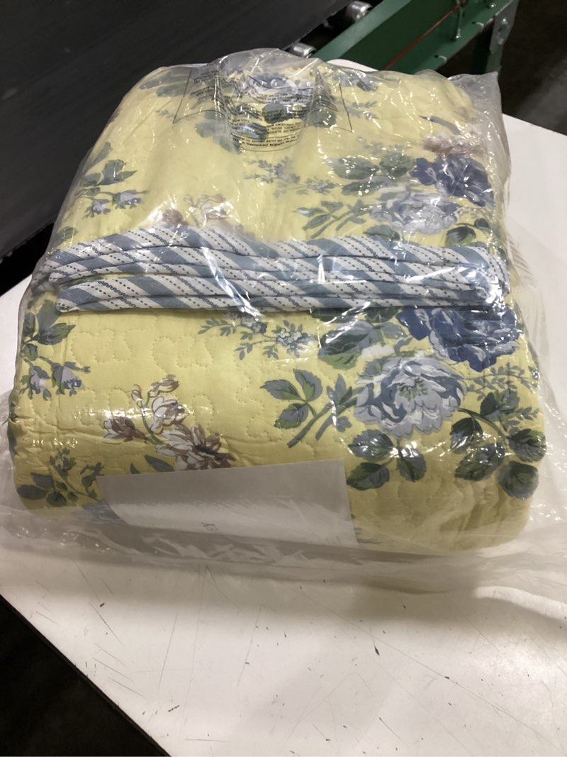 Condition photo showing Good Condition for laura ashley - king quilt set, reversible cotton bedding with matching shams, lightweight home decor for all seasons (linley yellow, king)