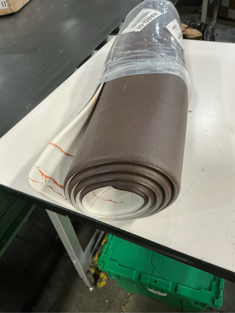 Condition photo showing Good Condition for mrcrypos gold white kitchen rugs cushioned anti fatigue marble kitchen runner rug pvc waterproof leather long kitchen rug non slip floor comfort mat for kitchen sink laundry office 23.5" w x 70" l 23.5" w x 70" l white marble