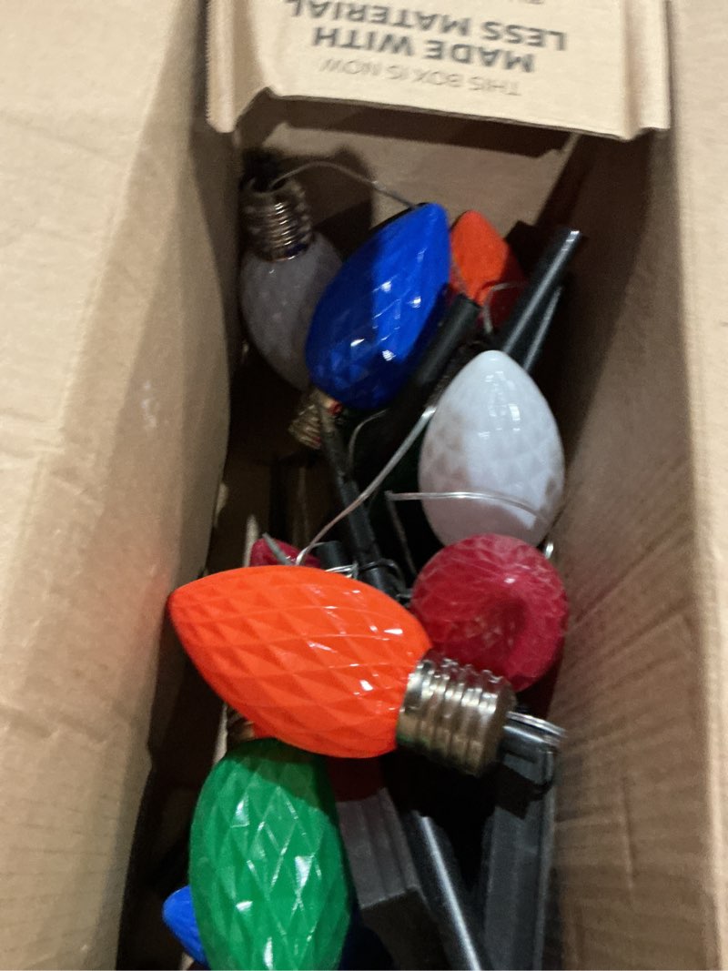 Condition photo showing As Is for ideaals 10 pack jumbo multicolor solar c9 christmas lights outdoor?led solar pathway lights waterproof, strawberry light christmas decorations outdoor for walkway party patio garden lawn yard decor