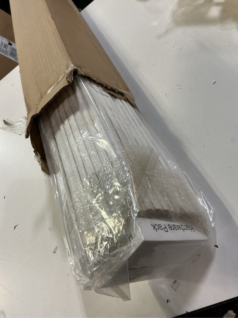 Condition photo showing New/Like New for LazBlinds Cordless Bamboo Roman Shades, Privacy Blinds for Interior Windows, Room Darkening Roll Up (White)