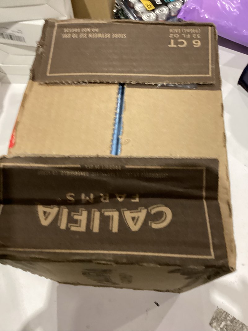 Condition photo showing As Is for Califia Farms - Oat Barista Blend Oat Milk, 32 Oz (Pack of 6), Shelf Stable, Dairy Free, Plant Based, Vegan, Gluten Free, Non GMO, High Calcium, Milk Frother, Creamer, Oatmilk Oat Barista Original 32 Ounce (Pack of 6)