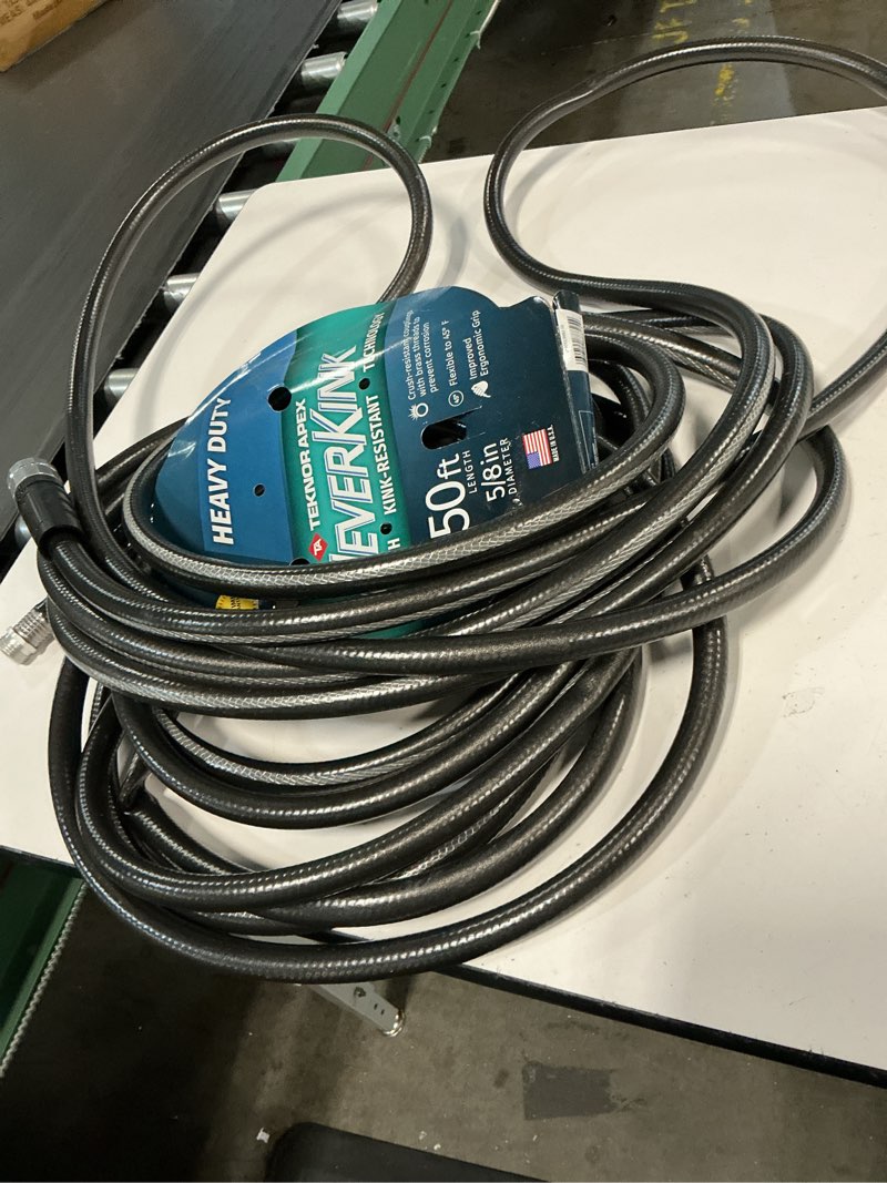 Condition photo showing As Is for neverkink teknor apex 5/8-in x 50-ft heavy kink free vinyl gray coiled hose