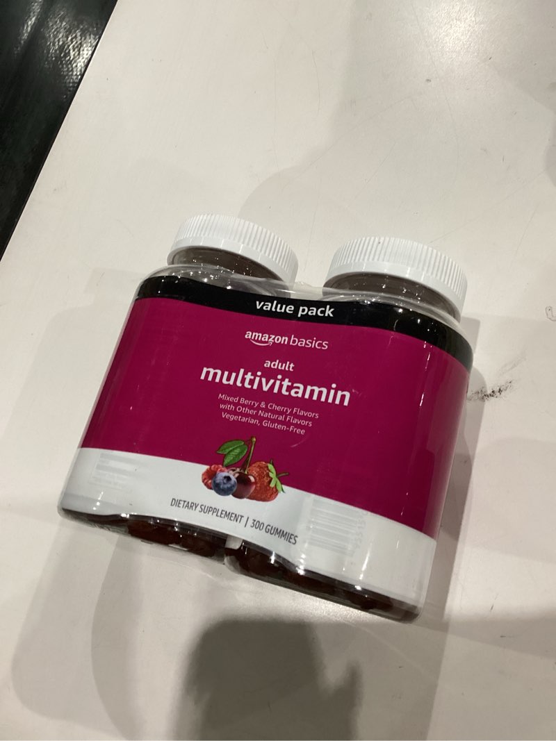 Condition photo showing New/Like New for Amazon Basics Adult Multivitamin Gummies, Mixed Berry & Cherry, 150 Gummies, 75-Day Supply, Pack of 2 (Previously Solimo) 150 Count (Pack of 2)