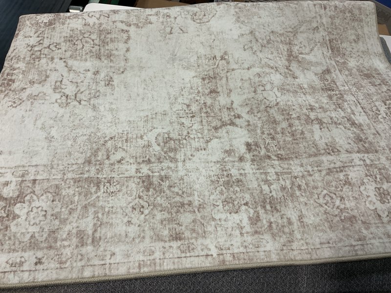 Condition photo showing Good Condition for area rug 5x7 vintage rug: washable indoor medallion rugs low pile distressed floor carpet retro accent rug for living room bedroom kitchen dining table home office(retro beige, 5'x7') retro beige 5' x 7' (rectangular)