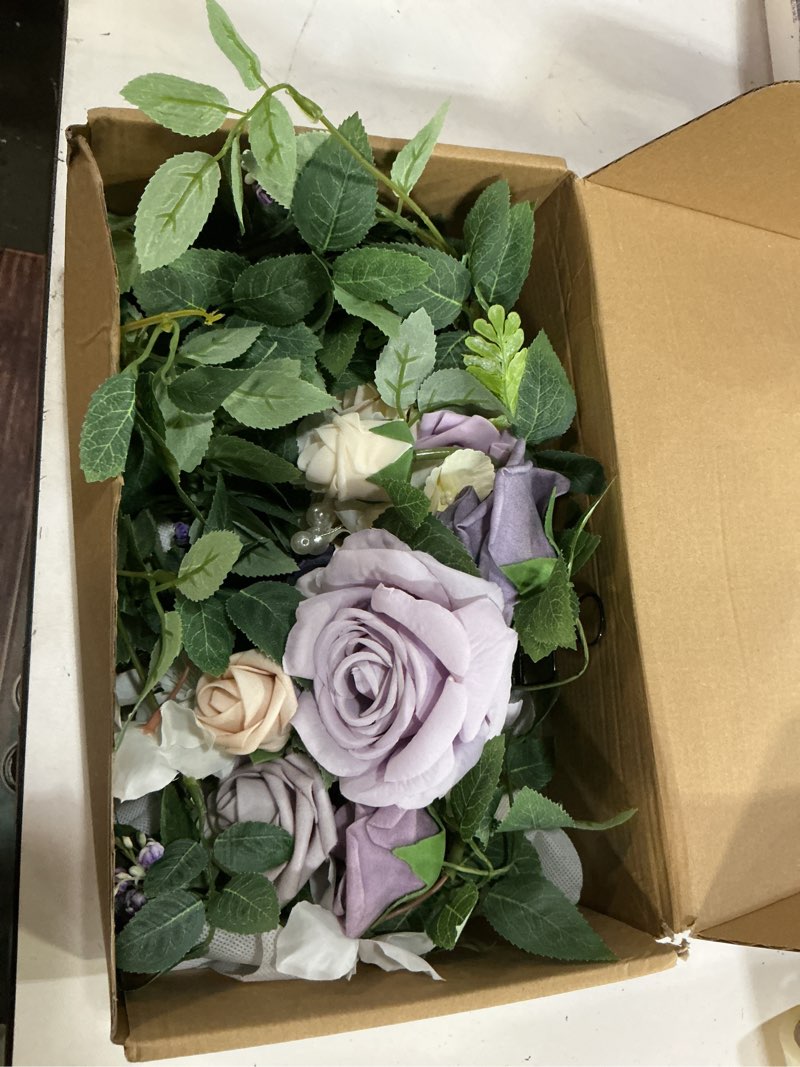 Condition photo showing Good Condition for ling's moment wedding artificial welcome sign flowers swag arch floral garland decorations lilac gold for ceremony reception entrance entryway party banquets easel wall home outdoor(not include sign) lilac & gold