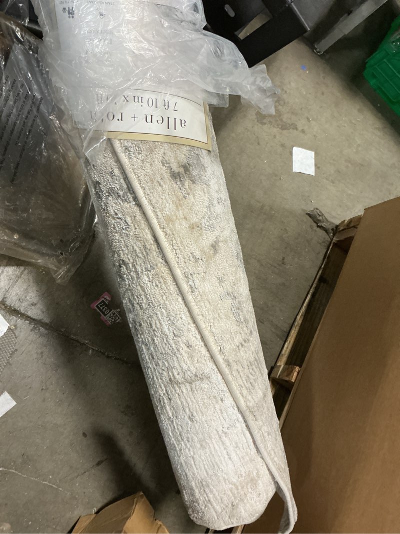 Condition photo showing As Is for 1k+ views last week allen + roth Sandstone Speckle 8 x 10 (ft) Loomed Polyester Gray Rectangular Indoor Abstract